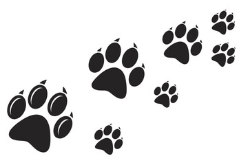 Minimalist dog paw print icon set in black and primary colors