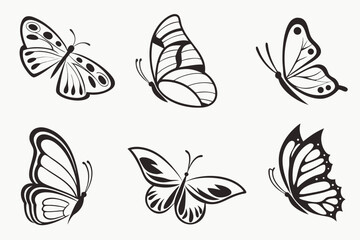 Abstract butterfly wings icon set in vibrant colors