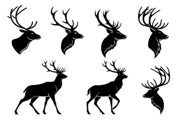 Abstract deer antlers icon set minimalist design