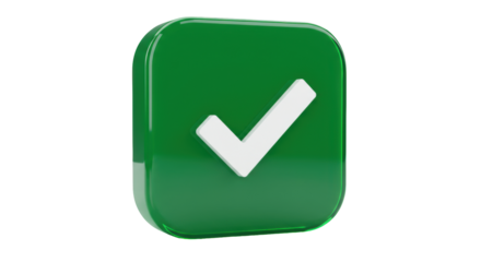 Green check mark icon isolated PNG, approval symbol for web design and user interface elements on transparent background