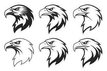 Minimalist abstract eagle head icon set in black and yellow