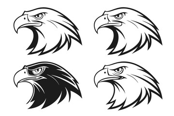 Minimalist abstract eagle head icon set