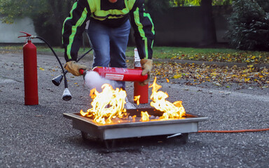 corporate safety - exercise during a firefighting course