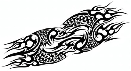 Fototapeta premium Fierce Flame and Scale Tribal Tattoo Vector Design
