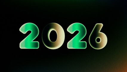 2026 background image design Glowing green and beige numbers 2026 on black background with subtle gradient