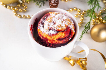 Christmas candy cane striped red and white mugcake