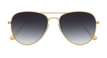 Gold aviator sunglasses with gradient lenses isolated on transparent background, stylish eyewear...