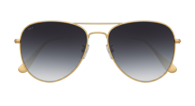 Gold aviator sunglasses with gradient lenses isolated on transparent background, stylish eyewear for sun protection and fashion accessory - Powered by Adobe