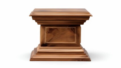 Elegant wooden pedestal with tiered base and carved panel