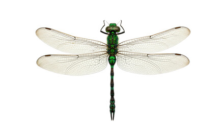 Emerald dragonfly PNG isolated on transparent background, green insect with transparent wings, Odonata species, nature wildlife, entomology
