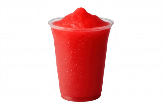 Refreshing red slushie beverage in a clear cup offering a sweet, cold, and frozen drink experience