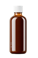 Amber glass medicine bottle with white cap