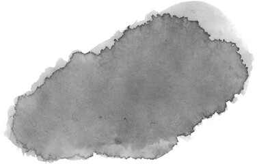 Black ink watercolor texture isolated on white background
