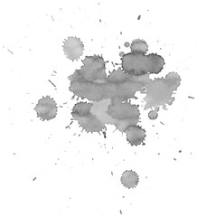 Black ink watercolor texture isolated on white background