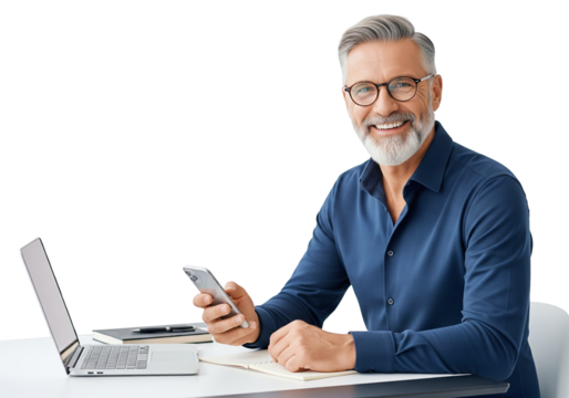 senior businessman with startup business 