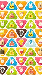 Colorful Triangle Pattern with Cute Icons for Fun Design Projects