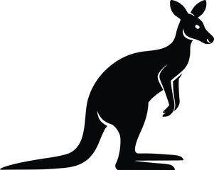 Black silhouette of a kangaroo standing on its hind legs animal wildlife vector illustration EPS file download.
