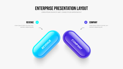 Financial Growth Two Option Diagram Presentation Layout. Digital Development Slide Design Vector Illustration. Project Innovation 2 Element Infographic Slideshow Template.