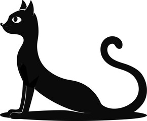 Black Cat Silhouette Sitting Profile View cat, black cat, silhouette, animal, pet vector illustration EPS file download.

