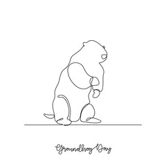 One continuous line drawing of Groundhog Day vector illustration. Groundhog Day  theme design concept in simple linear continuous line. Great design for Groundhog Day event and campaign purpose.
