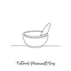 One continuous line drawing of National Pharmacist Day vector illustration. National Pharmacist Day theme design concept in simple linear continuous line. Great design for healthcare social campaign.