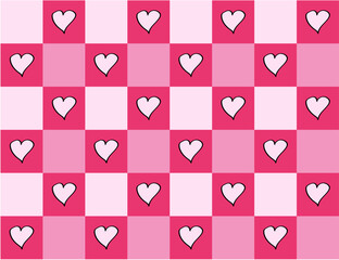pink heart checkerboard repeat pattern
