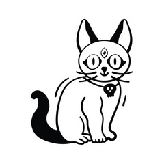 Here is a modern doodle style icon of spooky cat