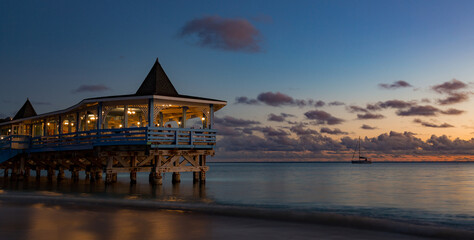 The beautiful beach of Carlisle Bay at the Caribbean islands of Antigua and Barbuda