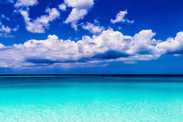 The beautiful beach of Carlisle Bay at the Caribbean islands of Antigua and Barbuda