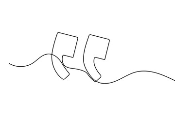 Obraz premium Quotes mark abstract continuous one line drawing isolated minimal outline style vector illustration 