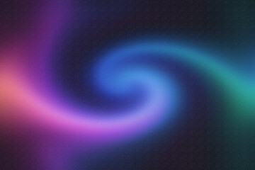 Abstract swirling pattern with vibrant purple, blue, and green colors on a dark textured background
