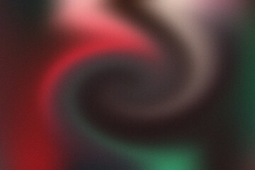 Abstract swirling pattern with red, green, and dark colors and a grainy texture