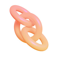 Peach Toned Interlocking Chain Links 3d Render on Transparent Background Peach Orange Gradient Lighting Geometric Shapes Symbolic Connection Teamwork