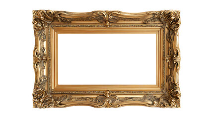 Elegant Gold Ornate Frame with Blank Canvas, and Antique Style.
