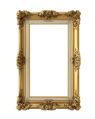 Antique gold picture frame isolated on the transparent background created with generative ai
