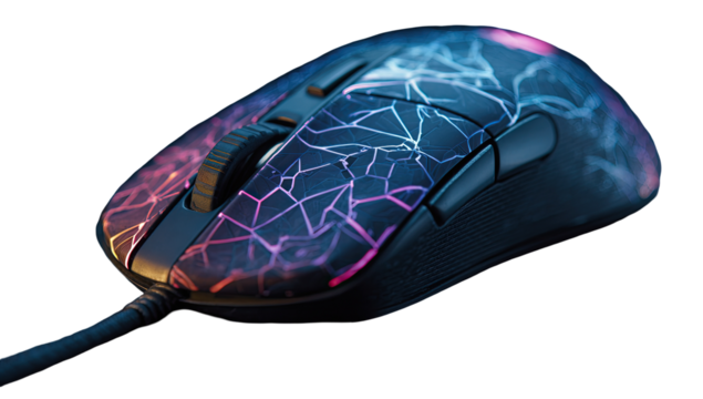 Gaming mouse, vibrant design, black base