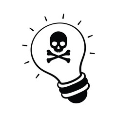 Scary lightbulb with skull symbol representing spooky Halloween ideas