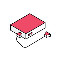 External Hard Drive Color Line Icon Set � Modern Flat Outline Icons with Editable Stroke and Fill � Vector Pack for Web, App, and Infographic Design