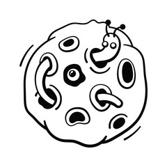 Here is a modern doodle style icon of horror planet, premium vector