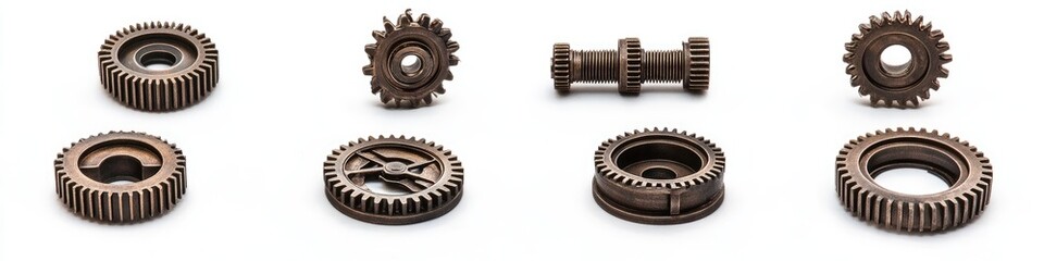 Collection of metal gears and a bolt