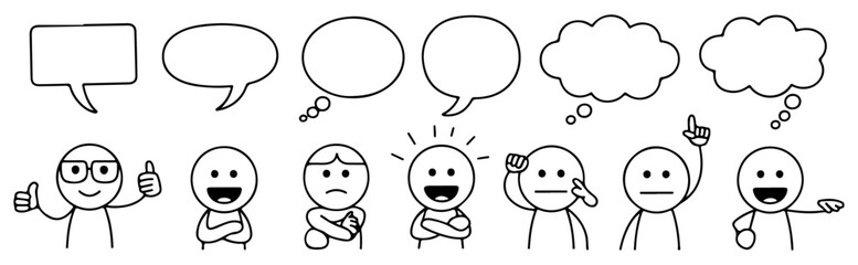 business meeting stick figures with communication bubbles