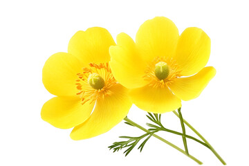 Buttercup - Ranunculus. Hand drawn vector illustration of a wildflower in realistic style, on white background.  
