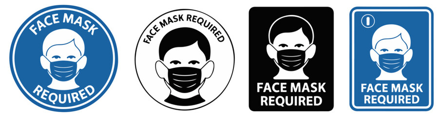 face mask required icon covid safety warning sign