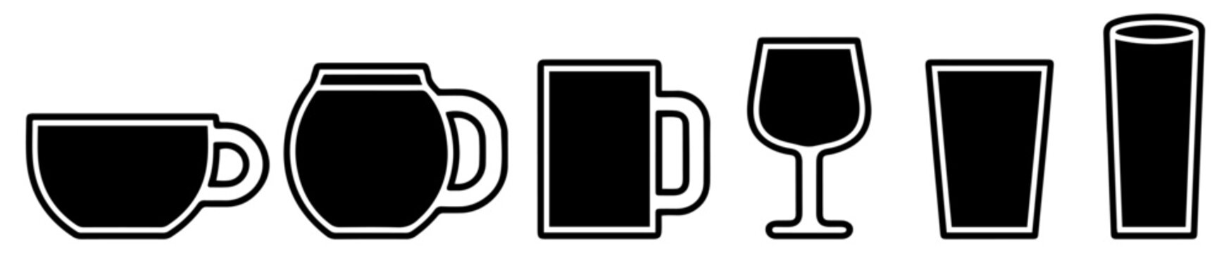 coffee cup icon set espresso latte hot beverage