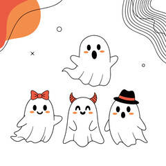 Cute cartoon ghosts for halloween party decorations and invitations.