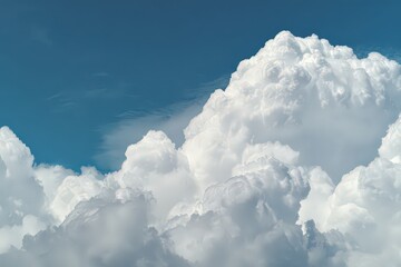 Fluffy Cumulus Clouds Against Azure Sky