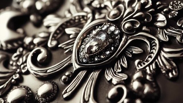 Close-up view of a brooch featuring a sparkling diamond