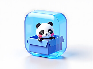 Naklejka premium panda in a box