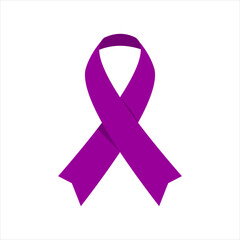 Purple awareness ribbon representing Alzheimer’s, lupus, and neurological conditions, flat art design style.
