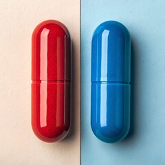 blue and red  pill isolated on white